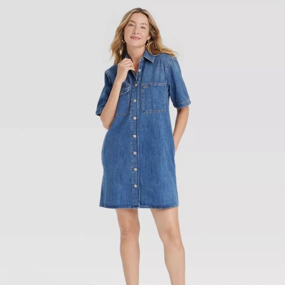 Universal Thread Women's Short Sleeve Mini Shirtdress - Large
